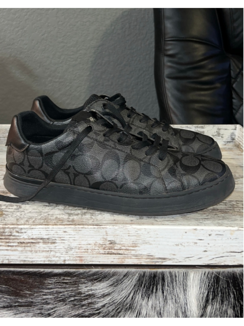 Men's Coach Signature Logo Sneakers Black Size 9.5